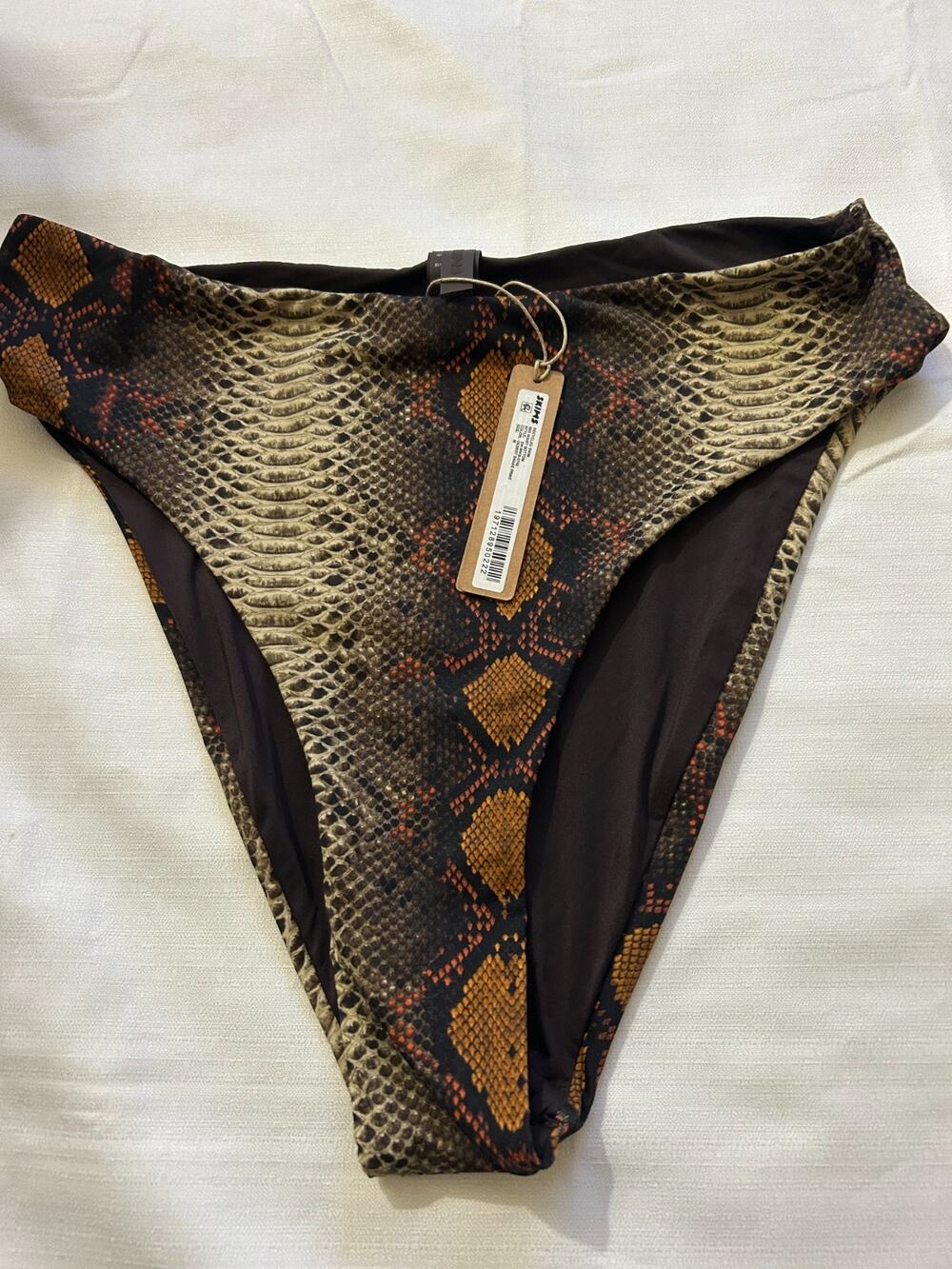 Skims NWT Recycled Swim Mid Waist Bottom Desert Snake Print Size Medium